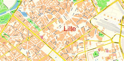 Lille France Map Vector Exact City Plan High Detailed Street Map
