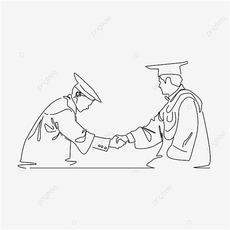 Vector Of Line Art Abstract Graduate Shake Hands With Lecturer
