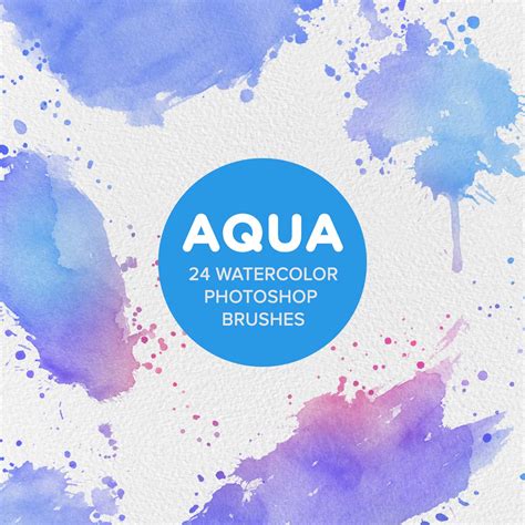 Aqua 24 Watercolor Photoshop Brushes Gogivo