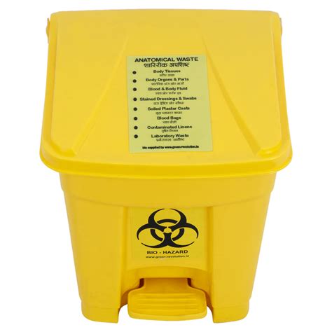 Green Revolution Yellow Bio Medical Waste Bins 16l For Hospital