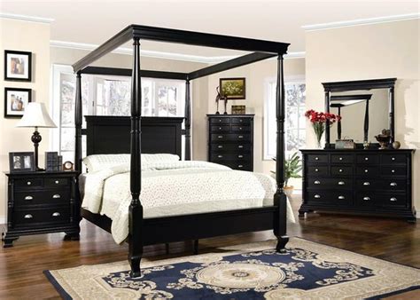 Get a good night's rest with my fusion! Black Bedroom Furniture Set | St Regis Canopy Bed