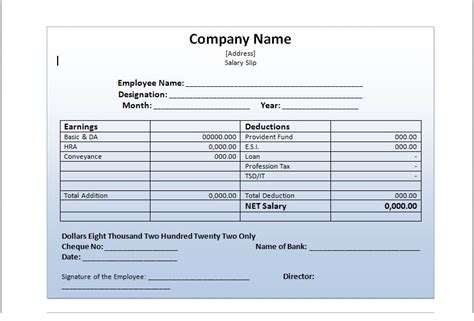 Format For Salary Slip In Excel Jescodes