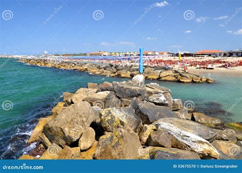 Picturesque View On Beautiful Beach In Marina Di Pisa Italy Stock