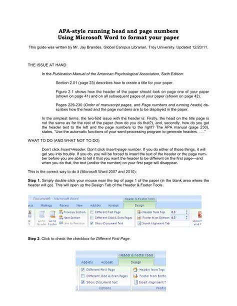How To Do A Running Head Apa In Word