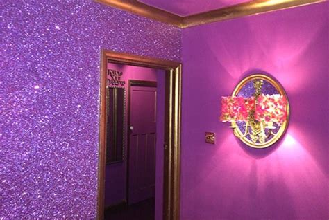 Lilac Glitter Wall The Pink House On Air Bnb Glitter Paint For