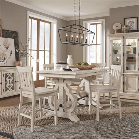 Magnussen Home Bronwyn D X Piece Farmhouse Counter Height Dining Table Set With Bar