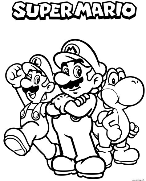 Coloriage Equipe De Tonerre Mario Et Luigi Yoshi Dessin Mario à imprimer
