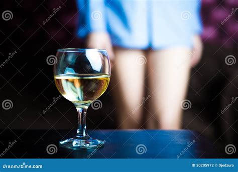 Glass Of Wine And Naked Legs Stock Photography Image