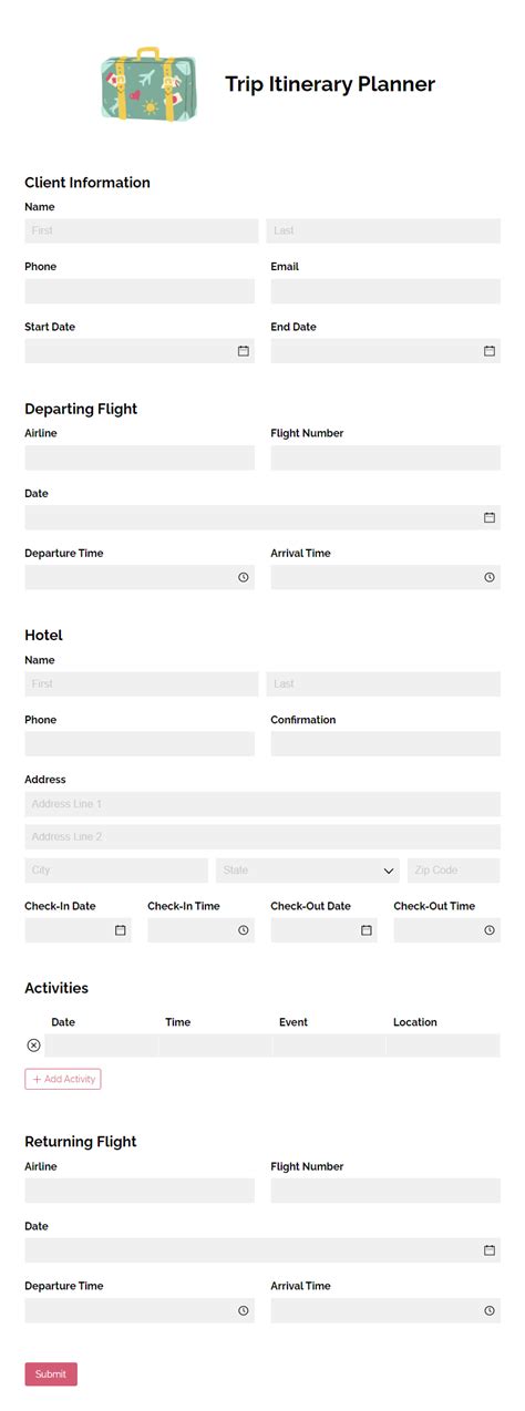 Free Travel Agency Form Templates Cognito Forms