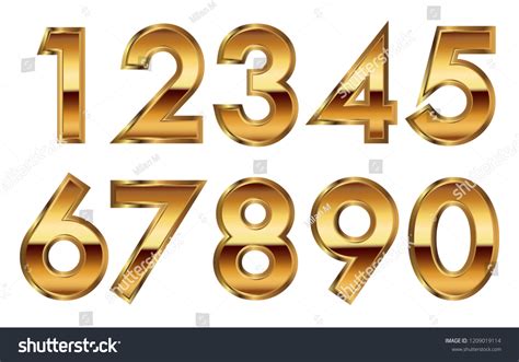 Gold Metallic Numbers Setgolden Luxury Numbers Stock Vector Royalty