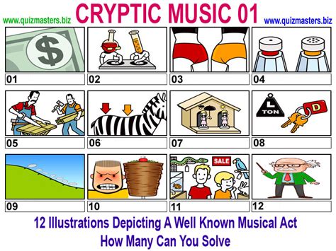 Dingbats answers by titles (updated) : Cryptic Music - Over 50s Forum