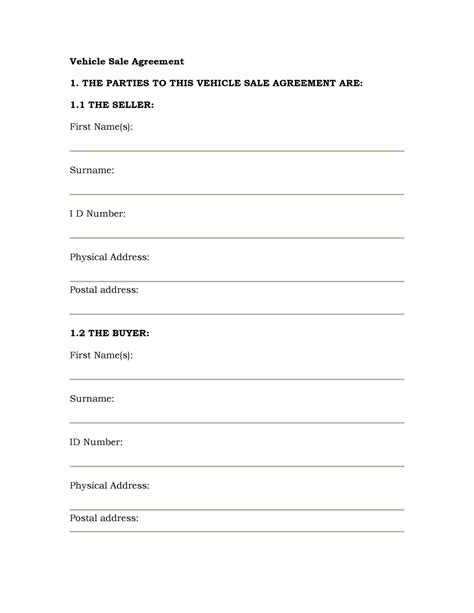 42 Printable Vehicle Purchase Agreement Templates Templatelab