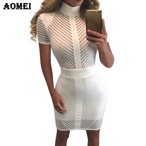 Women Bodycon Dress Patchwork See Through Evening Party Sexy Dinner
