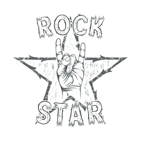 Rock Star Print For T Shirt Graphic Stock Vector Illustration Of