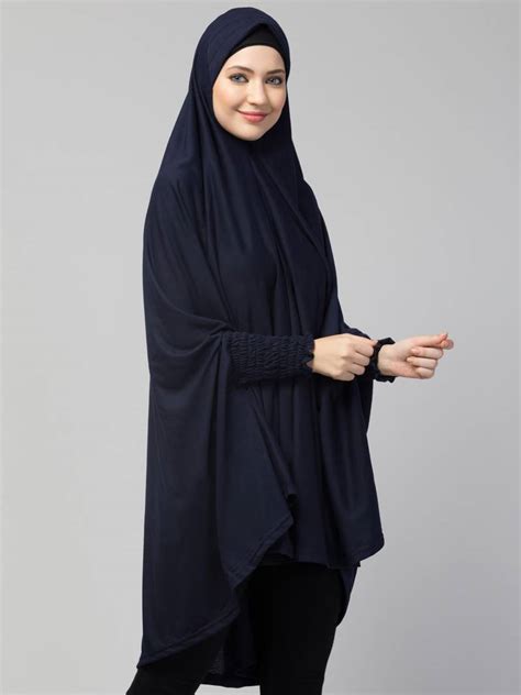 Nazneen Stretchable Jersey Smoking At Sleeve Jilbab Cum Prayer Khimar