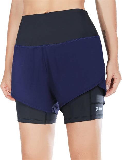 Baleaf Womens High Waisted Workout Running Shorts With Liner 2 In 1