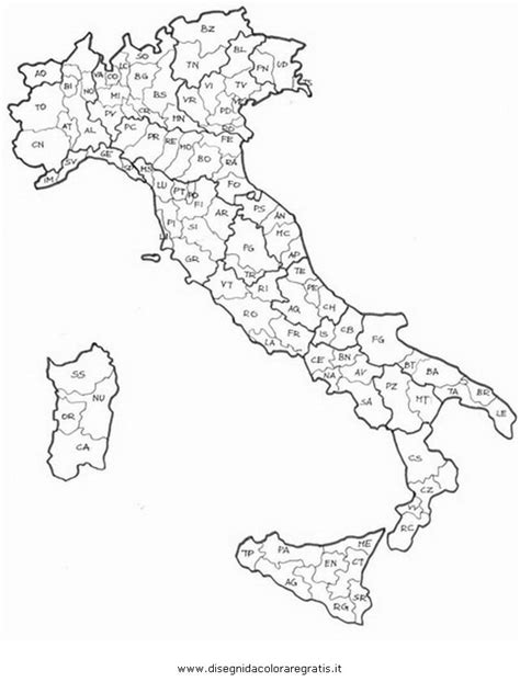 Scopri tutte le 20 regioni d'italia e i loro capoluoghi: Disegno italia_provincia categoria nazioni da colorare