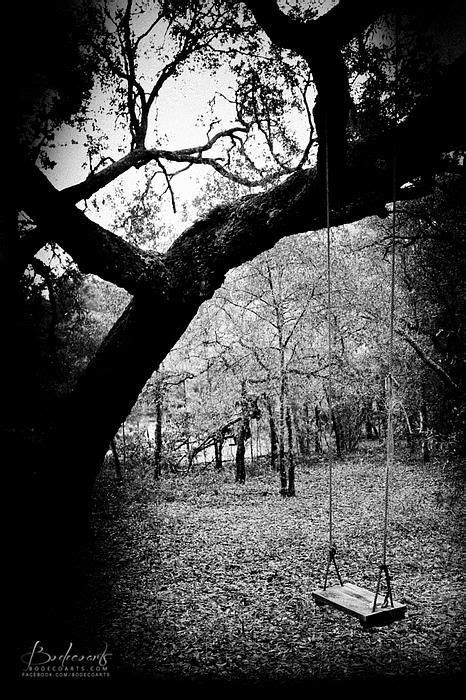 Lonely Swing In Black And White Forest Artworks In