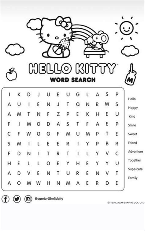 Hello Kitty Word Search Pegatinas Bonitas Libros De Actividades