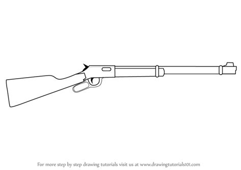 How To Draw A Winchester Rifle Rifles Step By Step