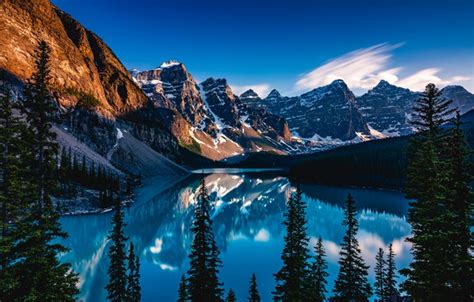 Wallpaper Forest Lake Reflection Canada Albert Banff National Park
