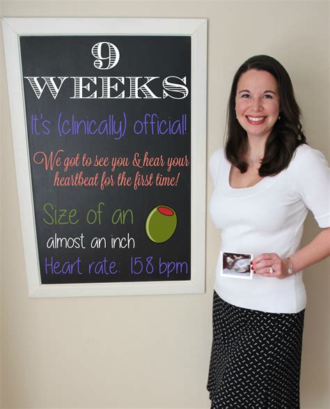 9 weeks pregnant weekly pregnancy chalkboard chalk board size of an olive weekly pregnancy