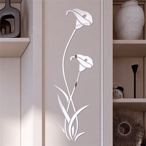 Diy 3d Flower Shape Acrylic Mirror Wall Sticker Modern