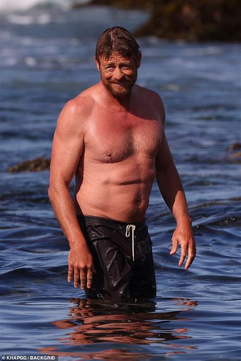 Simon Baker 52 Shows Off His Abs As He Relaxes With Son Claude Blue