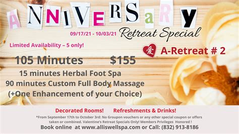 Anniversary 2021 Service Menu Best Holistic Massage And Spa Katy Tx All Is Well Massage And Spa