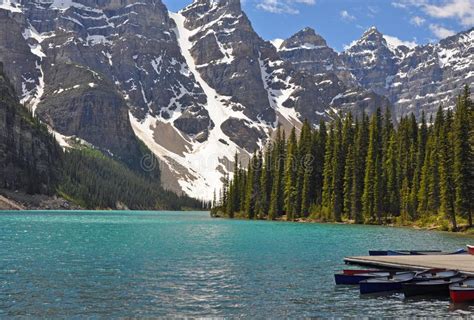 Summer At Moraine Lake In Banff National Park Stock Photo