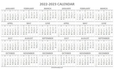 2022 2023 Two Year Calendar Free Printable Word Templates Free