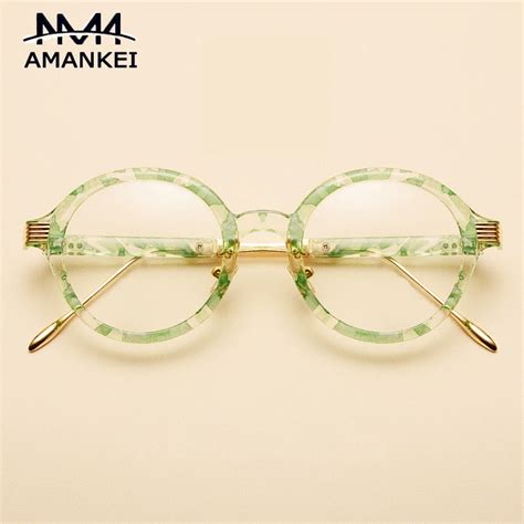 Vintage Tr90 Women Frame Eyeglasses Amankei Metal Clear Glasses Women Full Rim Light Retro