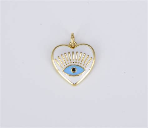 18K Gold Filled Enamel Evil Eye Charm CP1526 BeadsCreation4u