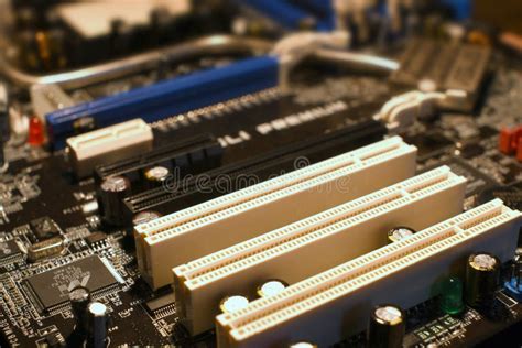 Close Up Of Pci Slot On Pc Motherboard Pc Stock Photo Image Of