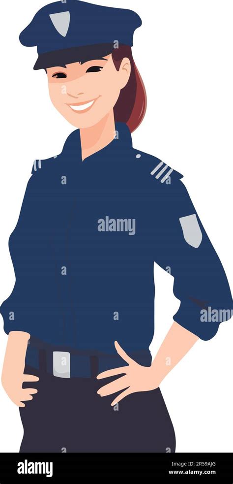 Beautiful Girl Police Officer In Uniform Vector Illustration Isolated