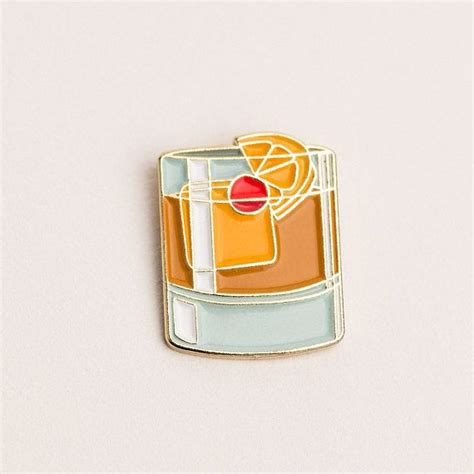 Old Fashioned Cocktail Enamel Pin Etsy Old Fashioned Cocktail