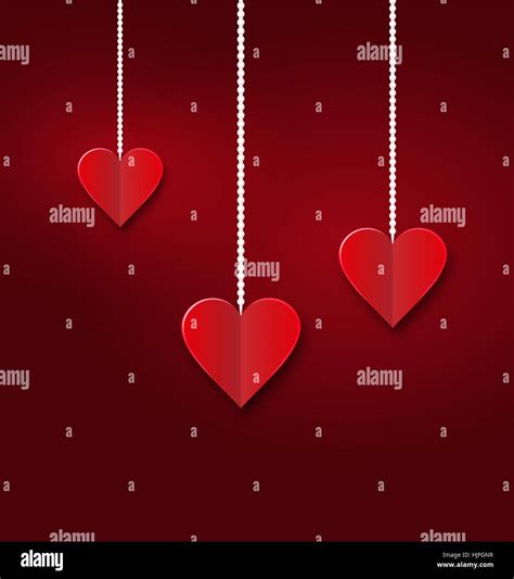 Background Of Hearts Hanging On Strings Valentine S Day Stock Vector Image And Art Alamy