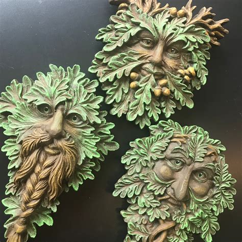 Green Man Outdoor Wall Plaque Leafy Face Wall Hanging Etsy