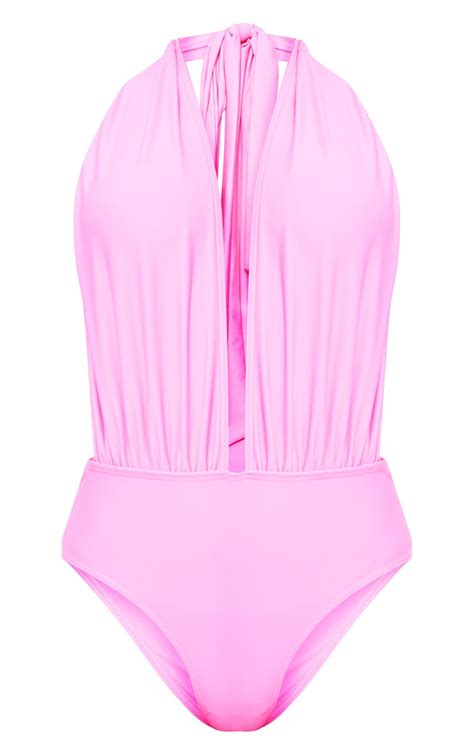Amanda Hot Pink Multiway Swimsuit Swimwear Prettylittlething