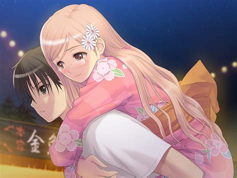 1920x1080px 1080p Free Download Anime Couple Kimono Girl Sky Taka Tony Hayama Rika