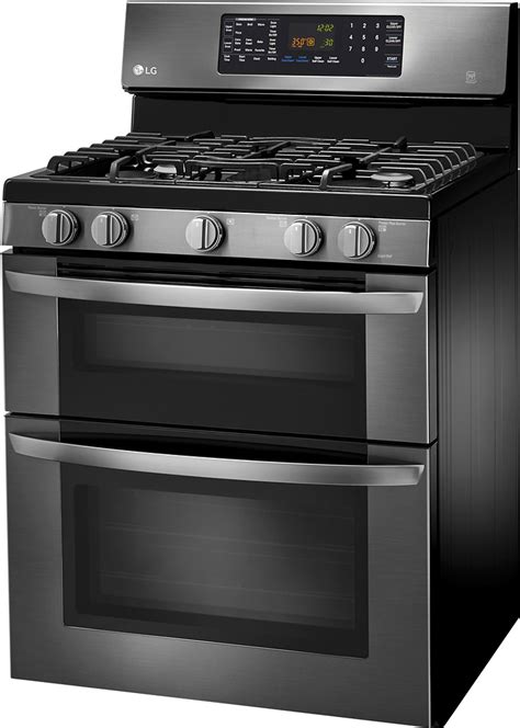 customer reviews lg 6 1 cu ft freestanding double oven gas convection range black stainless