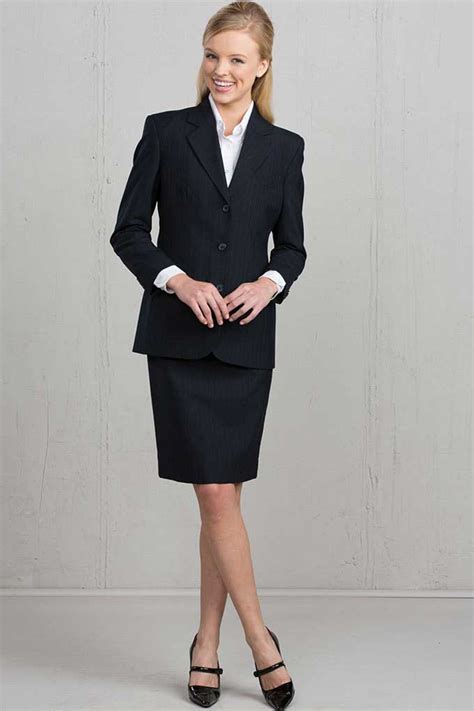 Womens Pinstripe Suit Coat Jackets Waitstuff Uniforms