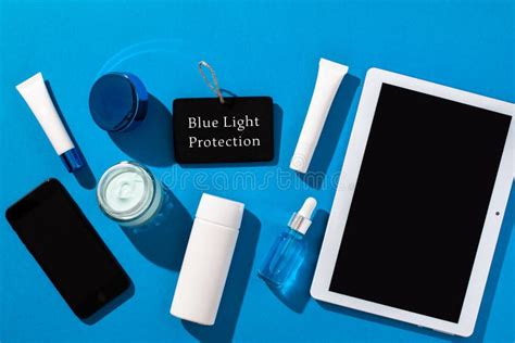 Skin Care Cosmetics Protecting From Gadgets Blue Light On Blue