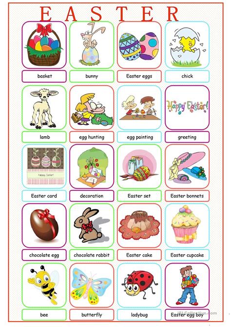 Easter Picture Dictionary English Esl Worksheets For Distance