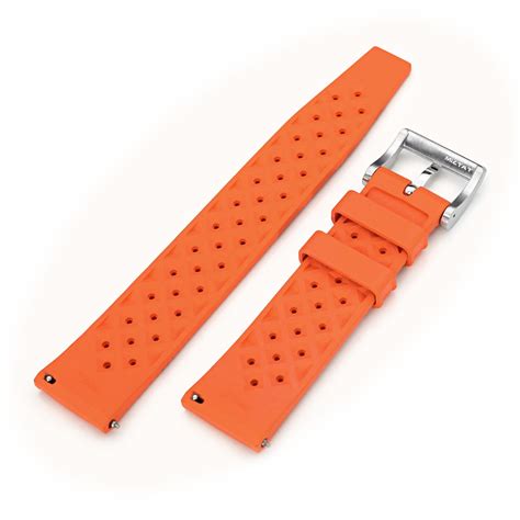 Quick Release Orange Tropical Style Rubber Watch Strap 20mm 22mm