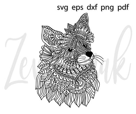 Fox Face Fox Clipart Fox Silhouette Fox Face Mandala Svg Etsy India