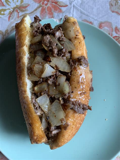 Cheesesteak For Lunch Made With Frozen Cheesesteak Meat From The