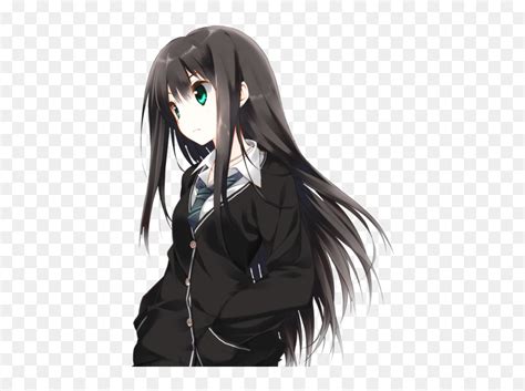 Anime Girl Anime Girl Black Hair Green Eyes Hd Png Download Vhv