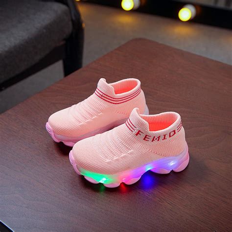 Buy Children Baby Girls And Boys Letter Mesh Led Luminous Socks Sport Run