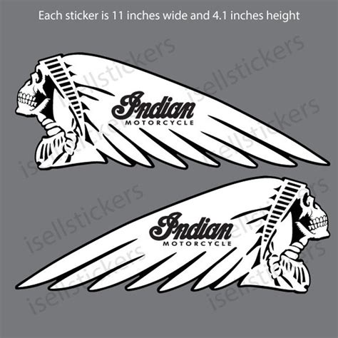 Bm 12108 Indian Motorcycle Skeleton Head Logo Tank Sticker Etsy